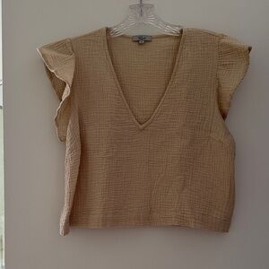 Rails Beige Textured V-Neck Blouse
